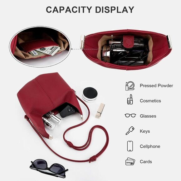 Crossbody Bags Purse Top Handle Bag Chic Dumpling Clutch Designer Small Faux Lea - Picture 4 of 6